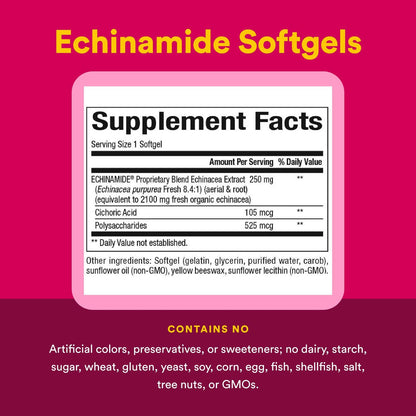 Natural Factors, Echinamide, Echinacea Supplement for Immune and Wellness Support, 60 Softgels