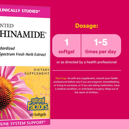 Natural Factors, Echinamide, Echinacea Supplement for Immune and Wellness Support, 60 Softgels