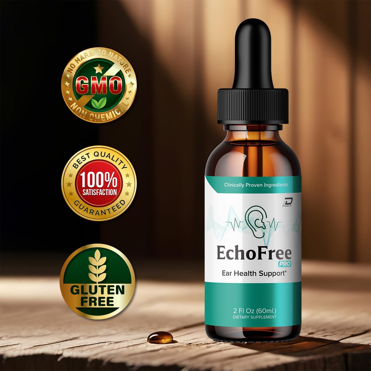 Echo Free Drops – EchoFree Pro 24 Ear Support & Liquid Drops (1 Month, 1 Pack)