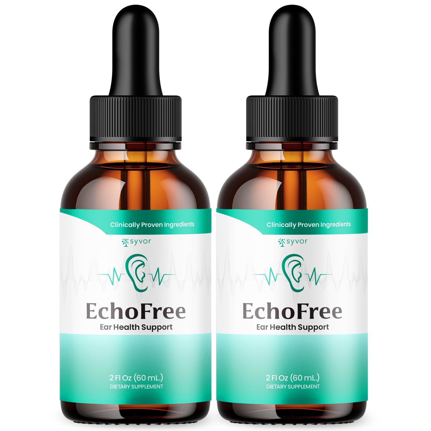 Echo Free Drops 2 Pack - Ear Health Support, Plant-Based, All-Natural (60 Servings)