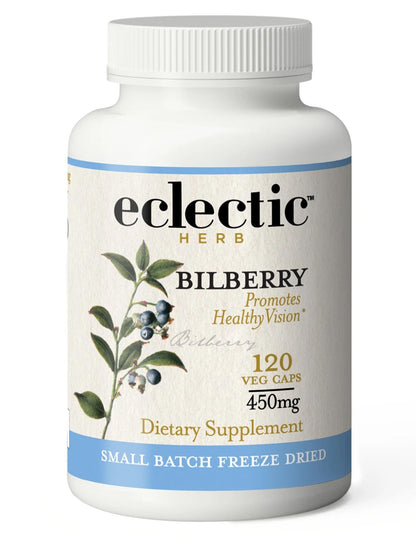 Eclectic Herb Bilberry Capsules | Vision Health & Cardiovascular Support | Vegan, Non-GMO