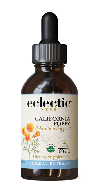 Eclectic Herb Organic California Poppy Extract – 2 oz, 1:2 Strength for Relaxation
