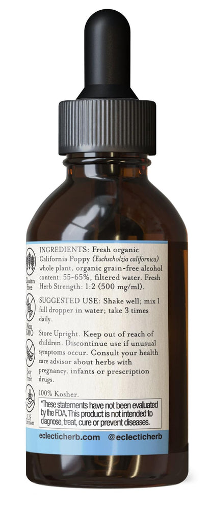 Eclectic Herb Organic California Poppy Extract – 2 oz, 1:2 Strength for Relaxation