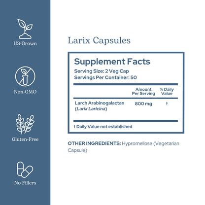 Eclectic Institute Raw Freeze-Dried Larix Capsules – Immune, Respiratory & Ear Support | 100 CT (400 mg)