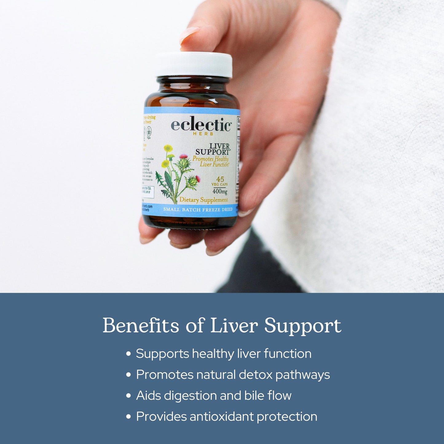 Eclectic Institute Raw Freeze-Dried Liver Support with Milk Thistle & Dandelion – 45 CT (400 mg)
