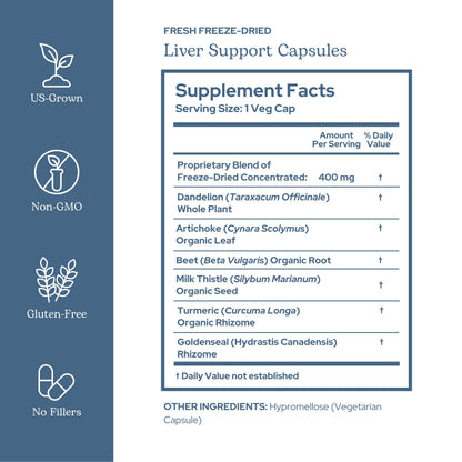 Eclectic Institute Raw Freeze-Dried Liver Support with Milk Thistle & Dandelion – 45 CT (400 mg)