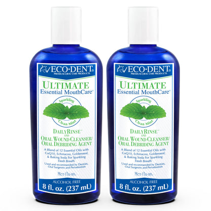 Eco-Dent Alcohol-Free Mint Mouthwash | Baking Soda, CoQ10, 8 oz (Pack of 2)