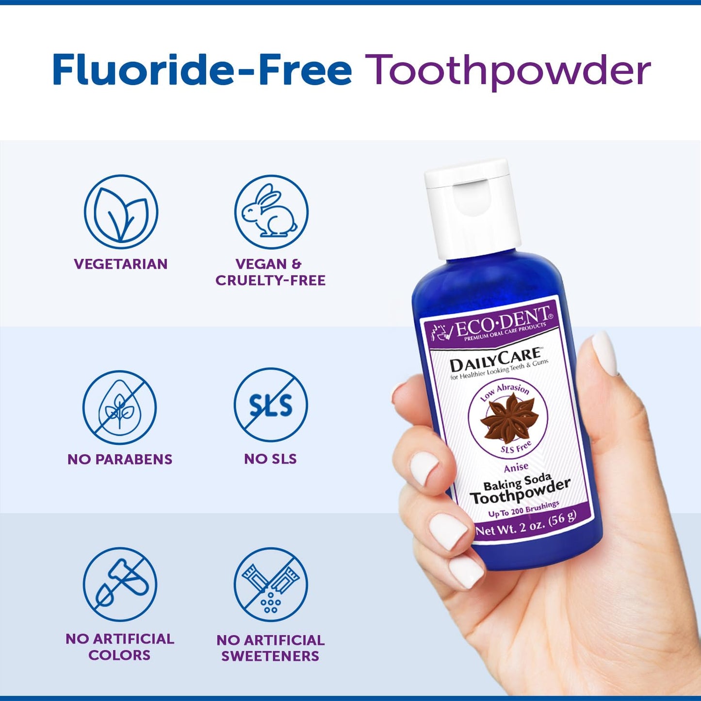 Eco-Dent DailyCare Baking Soda Toothpowder, Anise – SLS & Fluoride-Free