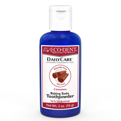 Eco-Dent DailyCare Baking Soda Toothpowder – Cinnamon, Fluoride-Free, 2 oz