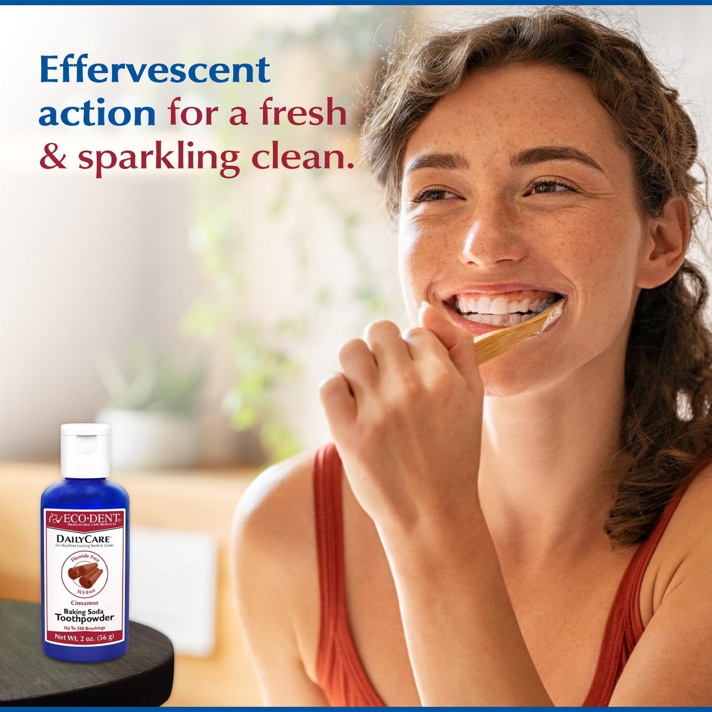 Eco-Dent DailyCare Baking Soda Toothpowder – Cinnamon, Fluoride-Free, 2 oz