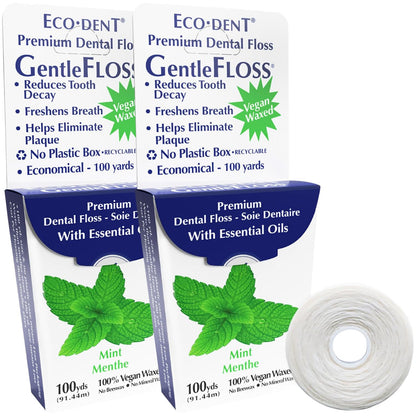 Eco-Dent GentleFloss Dental Floss - Mint, Waxed, 100 Yds (2 Pack)