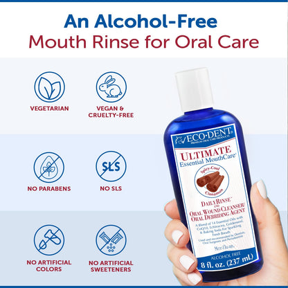 Eco-Dent Alcohol-Free Cinnamon Mouthwash – Ultimate Essential MouthCare (8 Fl Oz x 2)