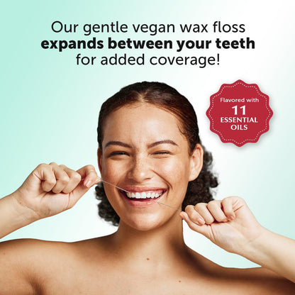 Eco-Dent VeganFloss - Waxed Cranberry-Aloe Floss with DailyRinse, 100 Yds