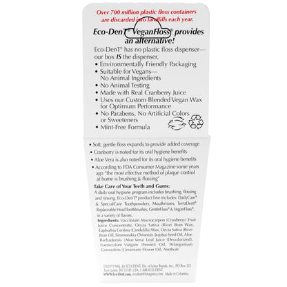 Eco-Dent VeganFloss - Waxed Cranberry-Aloe Floss with DailyRinse, 100 Yds