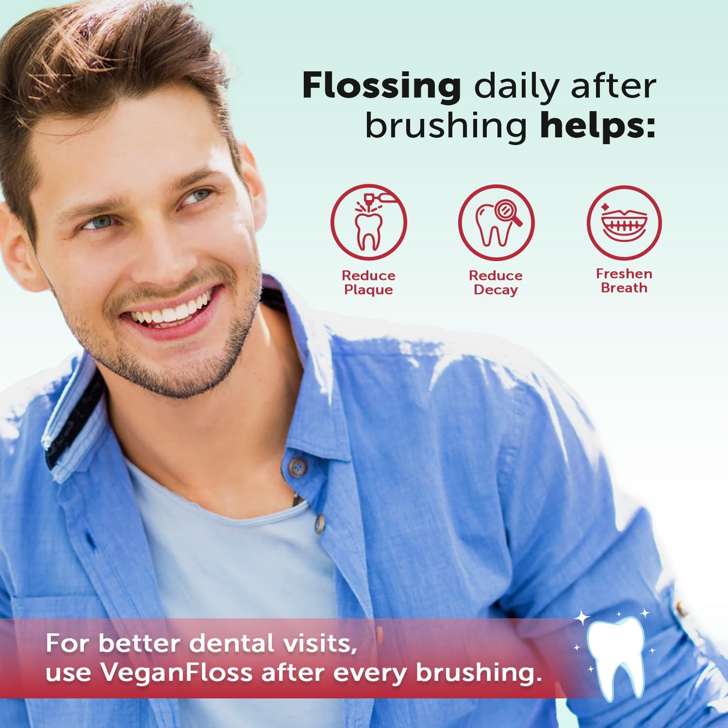 Eco-Dent VeganFloss - Waxed Cranberry-Aloe Floss with DailyRinse, 100 Yds