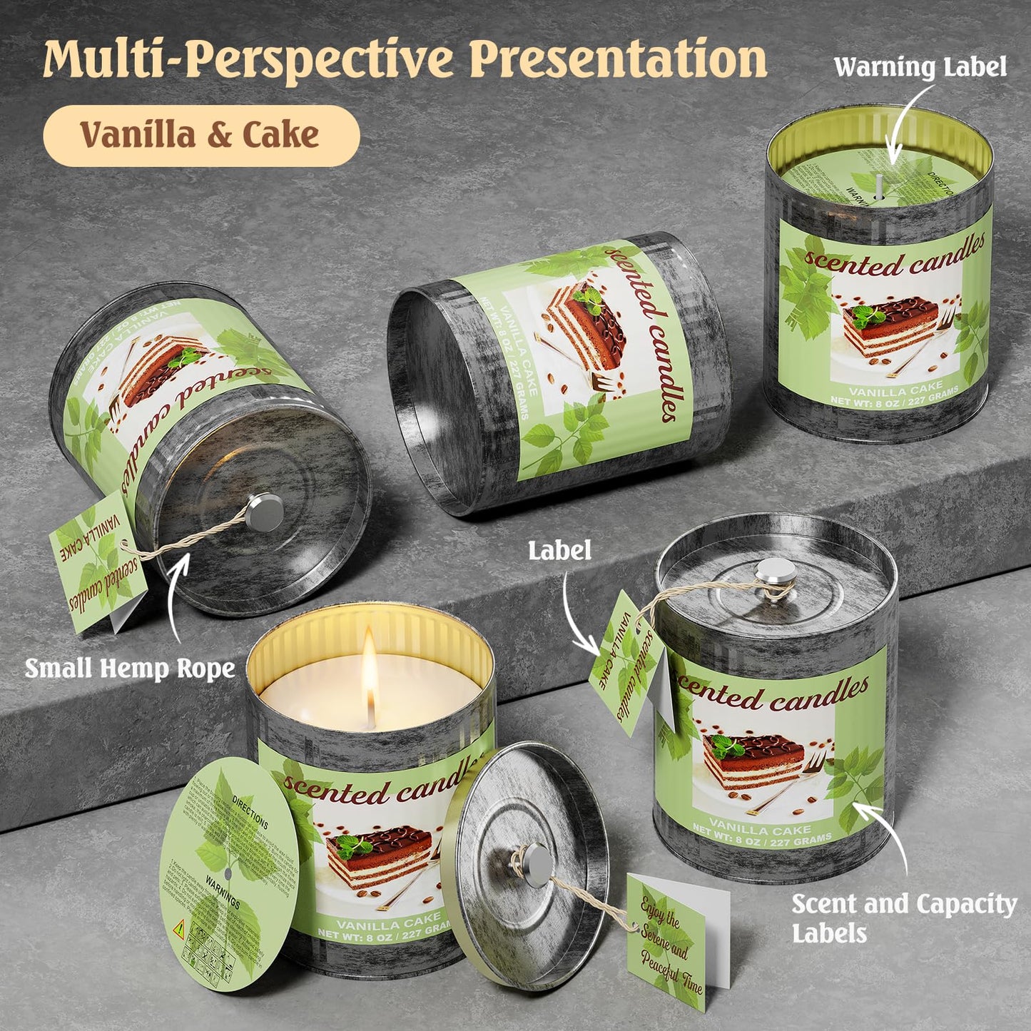 Scented Candles for Home - 2 Pack 8oz Vanilla Cake Soy Wax Gift Set