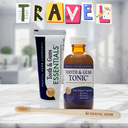 Dental Herb Company Travel Kit: Tonic Mouthwash & Essentials Toothpaste | Bad Breath & Gum Health