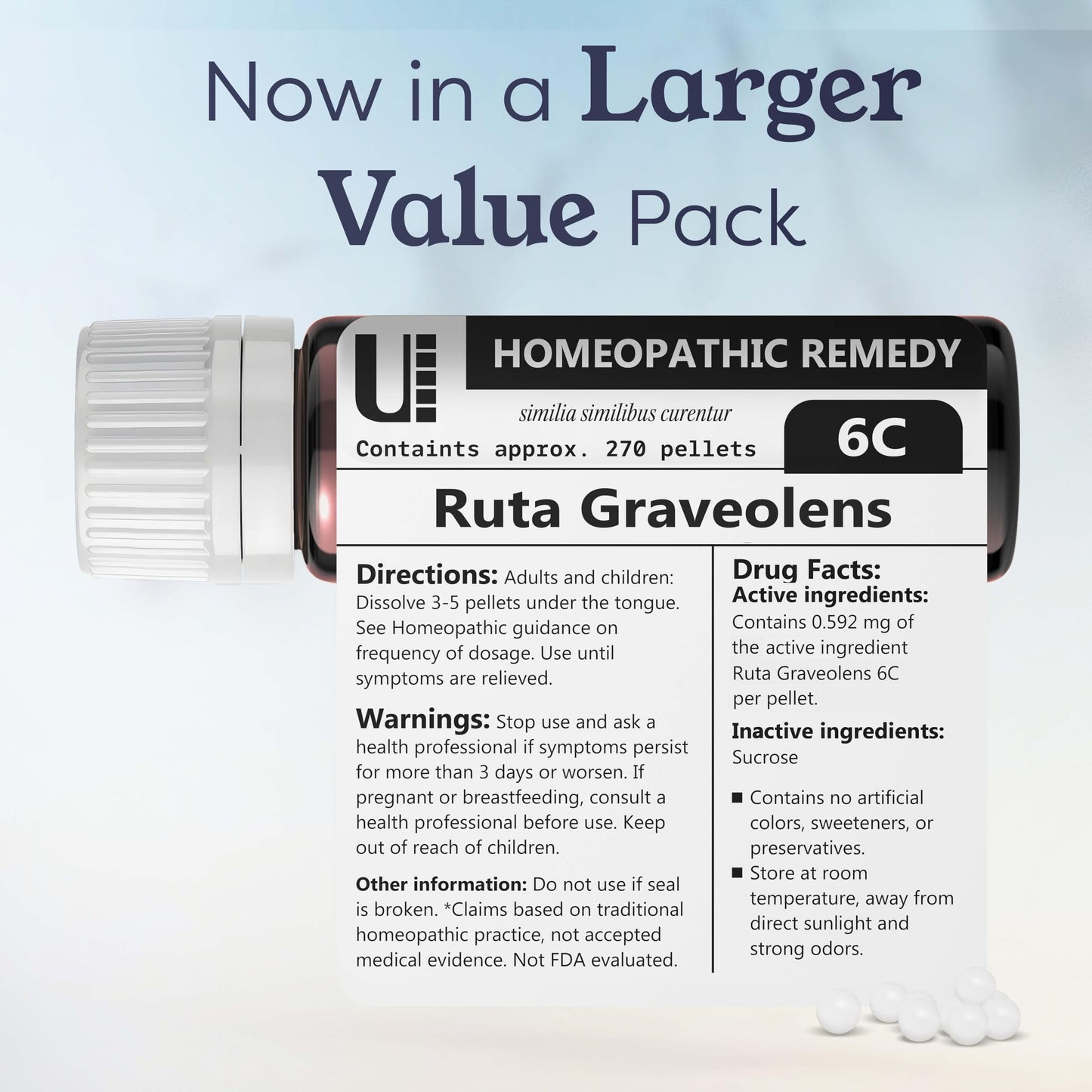 Ruta Graveolens 6C Homeopathic Remedy, 270 Pellets – Lactose-Free | Urenus