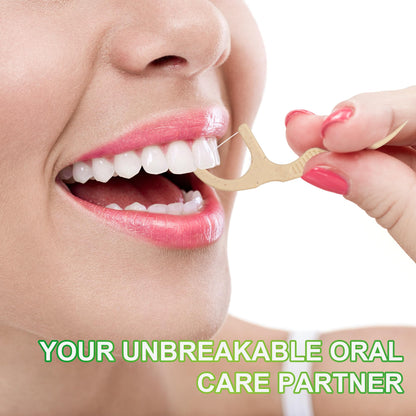 Lakeyface 200 Count Biodegradable Dental Floss Picks – Eco-Friendly Mint