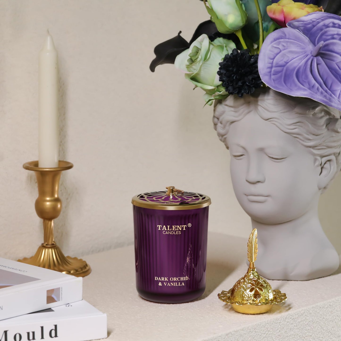 Jar Candles for Home Scented, Aromatherapy Gifts for Women & Men | Natural Soy 8.4oz Dark Orchid & Vanilla