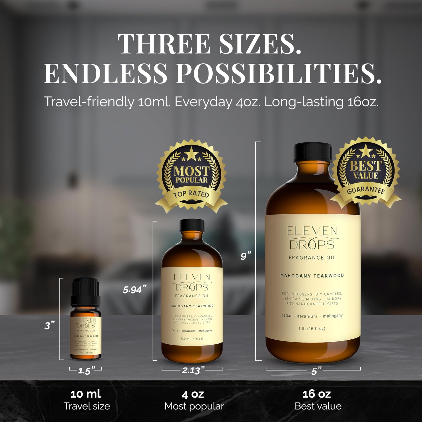 Eleven Drops Mahogany Teakwood Diffuser Oil – Premium 4oz, Made in USA, Pet-Friendly