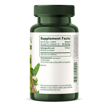 Banyan Botanicals 1000mg Ashwagandha Tablets – Organic Ashwagandha Root, Non-GMO, Vegan | 90 Tablets