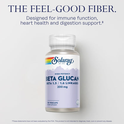 SOLARAY Beta Glucan Supplements – Immune & Heart Support (30 Servings)