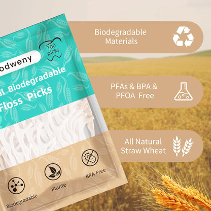 Biodegradable Dental Floss Picks 300 Count – Vegan Plant-Based Handle – Eco-Friendly Flossers for All Ages