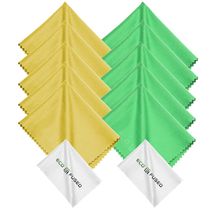 Eco-Fused Microfiber Cleaning Cloths - 12 Pack for Glasses, Lenses & Screens
