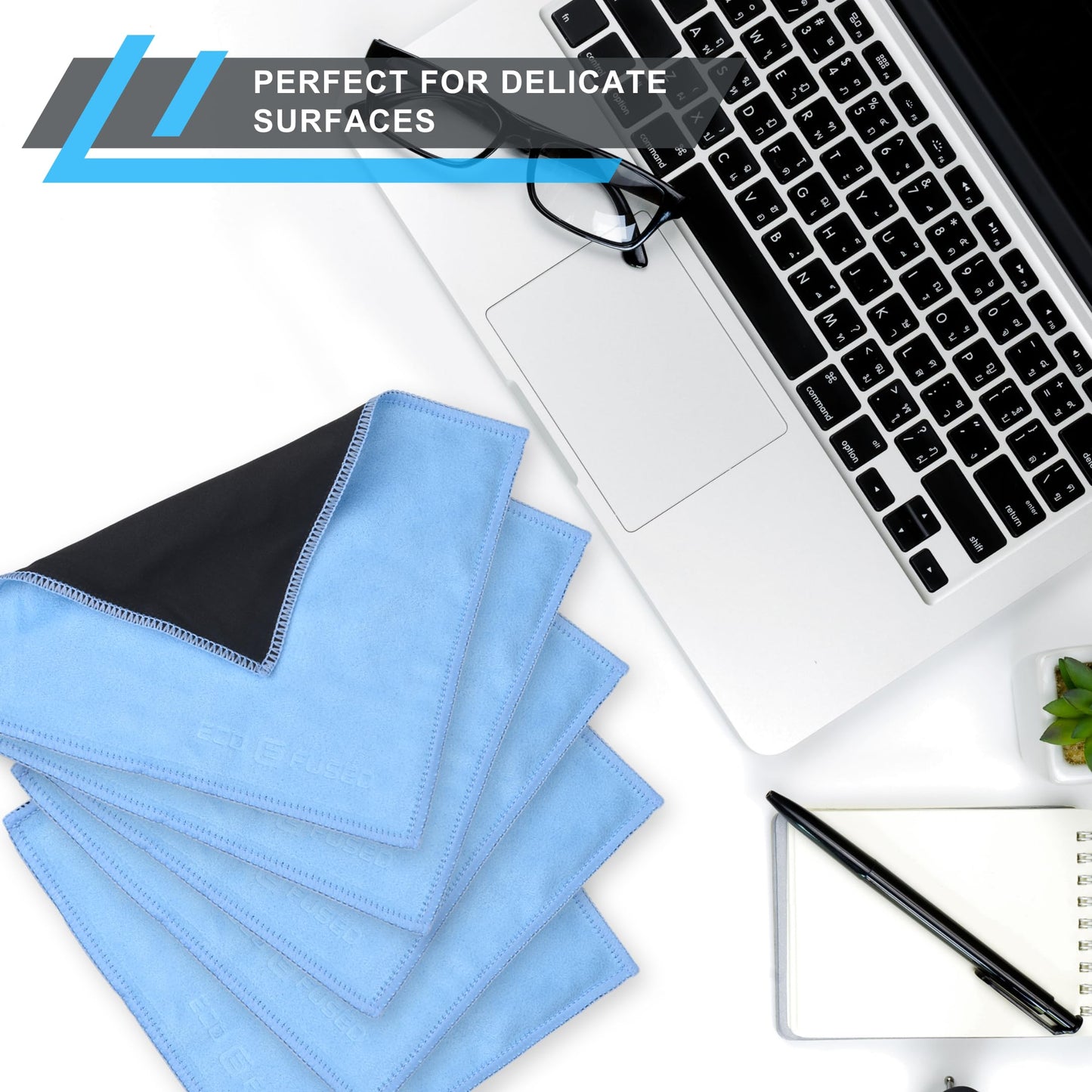 Eco-Fused 5-Pack Microfiber Cleaning Cloths – Double-Sided, Scratch-Free for Screens
