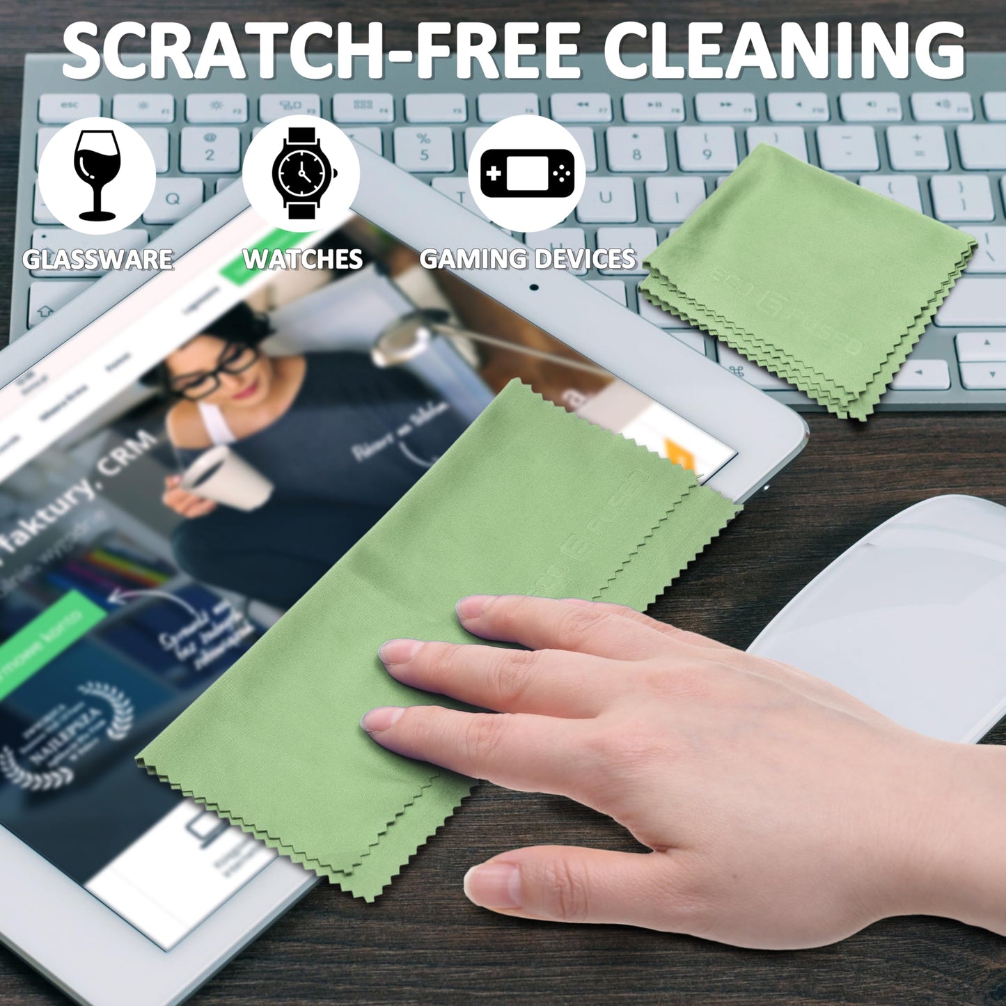 Eco-Fused Microfiber Cleaning Cloths - 12 Pack for Glasses, Lenses & Screens