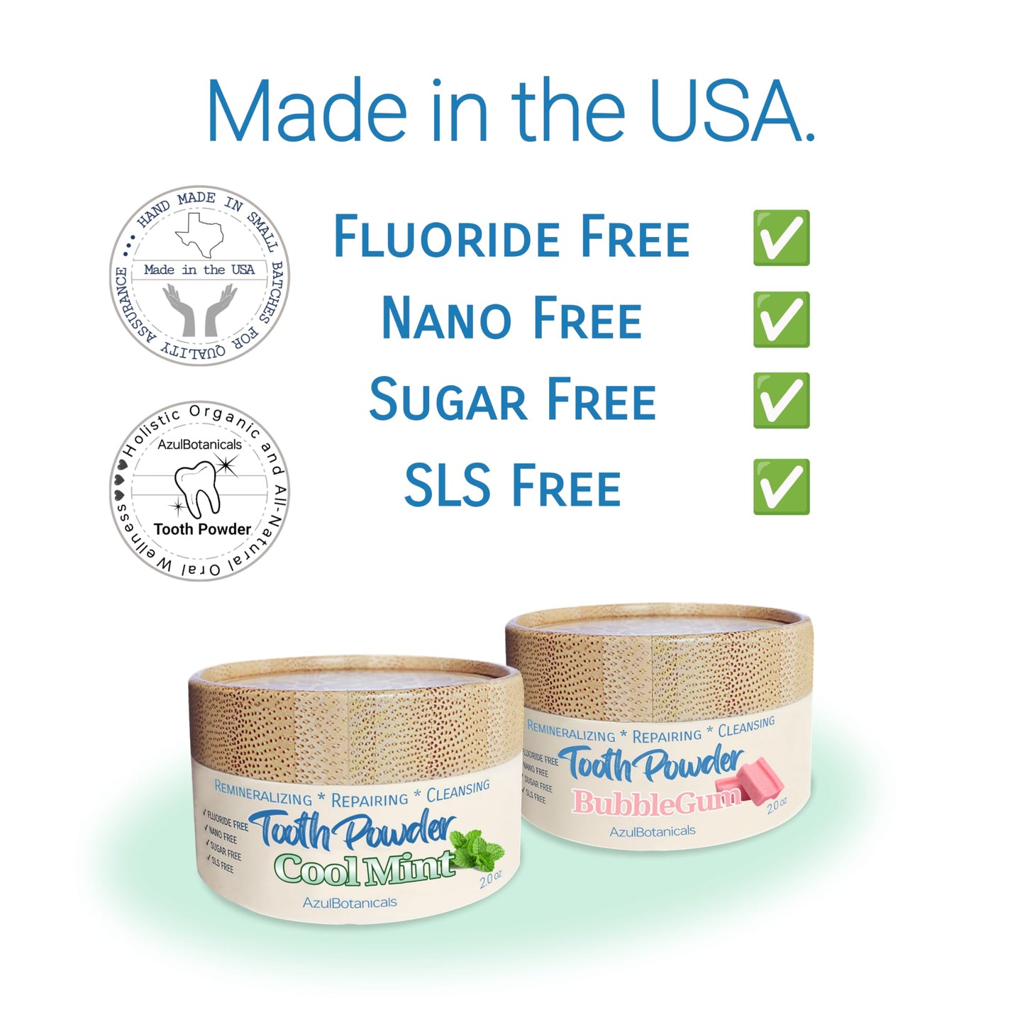 Remineralizing Tooth Powder - Cool Mint (Fluoride Free, SLS Free, Nano Free)
