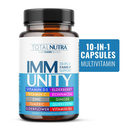 10-In-1 Immune Support Supplement - Immune Boosters for Adults & Kids (60 Caps)