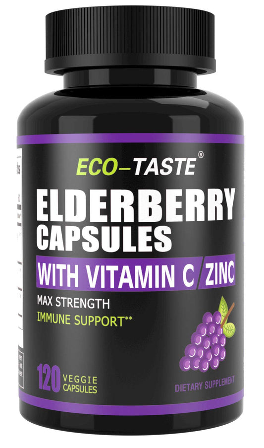 ECO-TASTE Elderberry Capsules with Zinc & Vitamin C | 120 Veggie Caps BritishVita | Premium UK Vitamins & Wellness Supplements