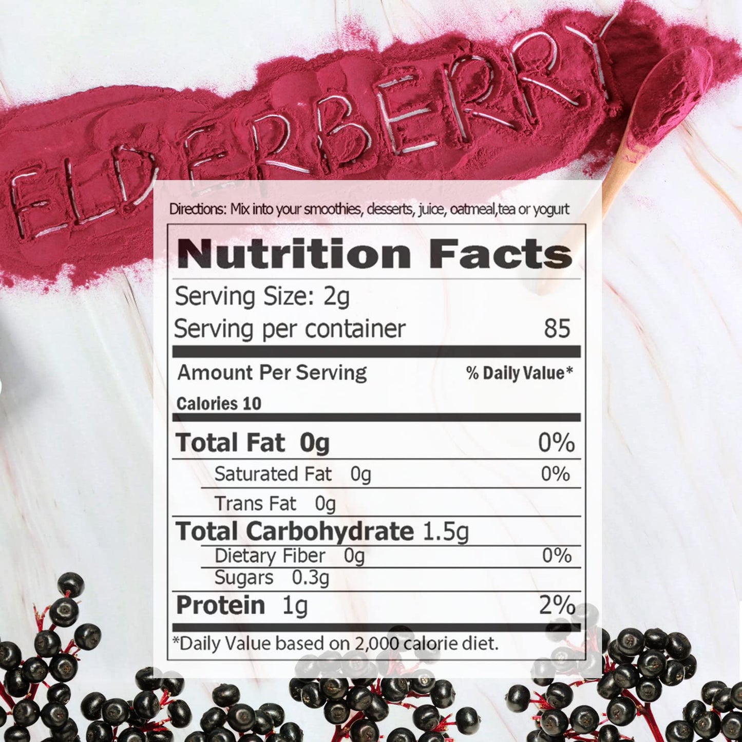 ECO-TASTE Elderberry Juice Powder – Immune Support, Non-GMO, Vegan, 170g