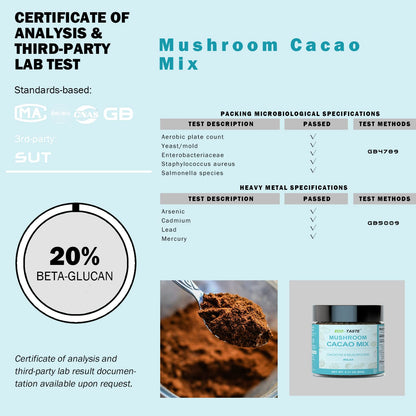ECO-TASTE Mushroom Cacao Mix – 1000mg Mushroom Extract, Vegan & Gluten-Free Coffee Alternative