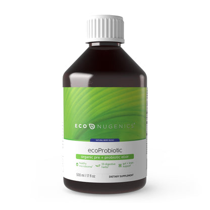 EcoNugenics ecoProbiotic: Probiotic & Prebiotic Liquid with 19 Organic Digestive Herbs – 17 oz