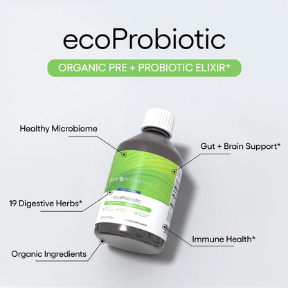 EcoNugenics ecoProbiotic: Probiotic & Prebiotic Liquid with 19 Organic Digestive Herbs – 17 oz