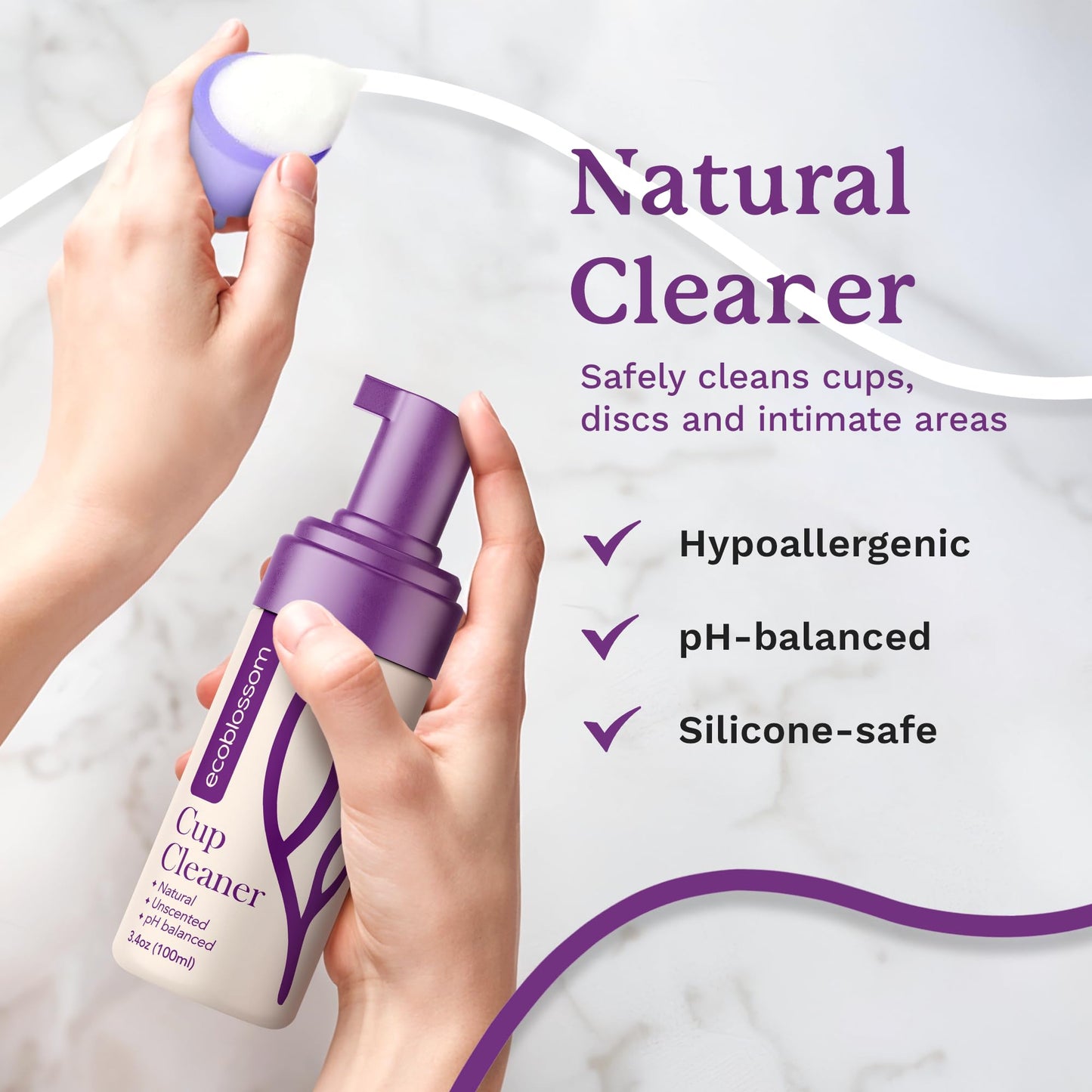 EcoBlossom Menstrual Cup Cleaner – Unscented Foaming Sterilizer (3.4 oz)