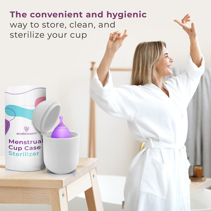 EcoBlossom Menstrual Cup Case & Sterilizer – Reusable Silicone, Microwave Steamer