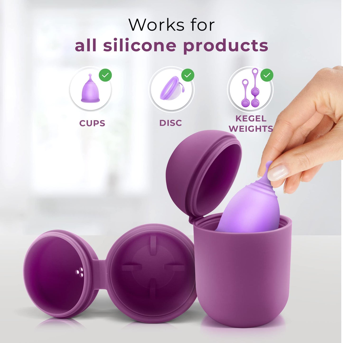 EcoBlossom Reusable Menstrual Cup & Case — Medical-Grade Silicone, 12-Hour Leak-Proof, Pack of 2 (Small & Large, Gray)