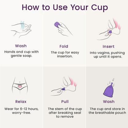 EcoBlossom Reusable Menstrual Cup Set - Medical-Grade Silicone, 12-Hour Comfort (2 Large Cups)