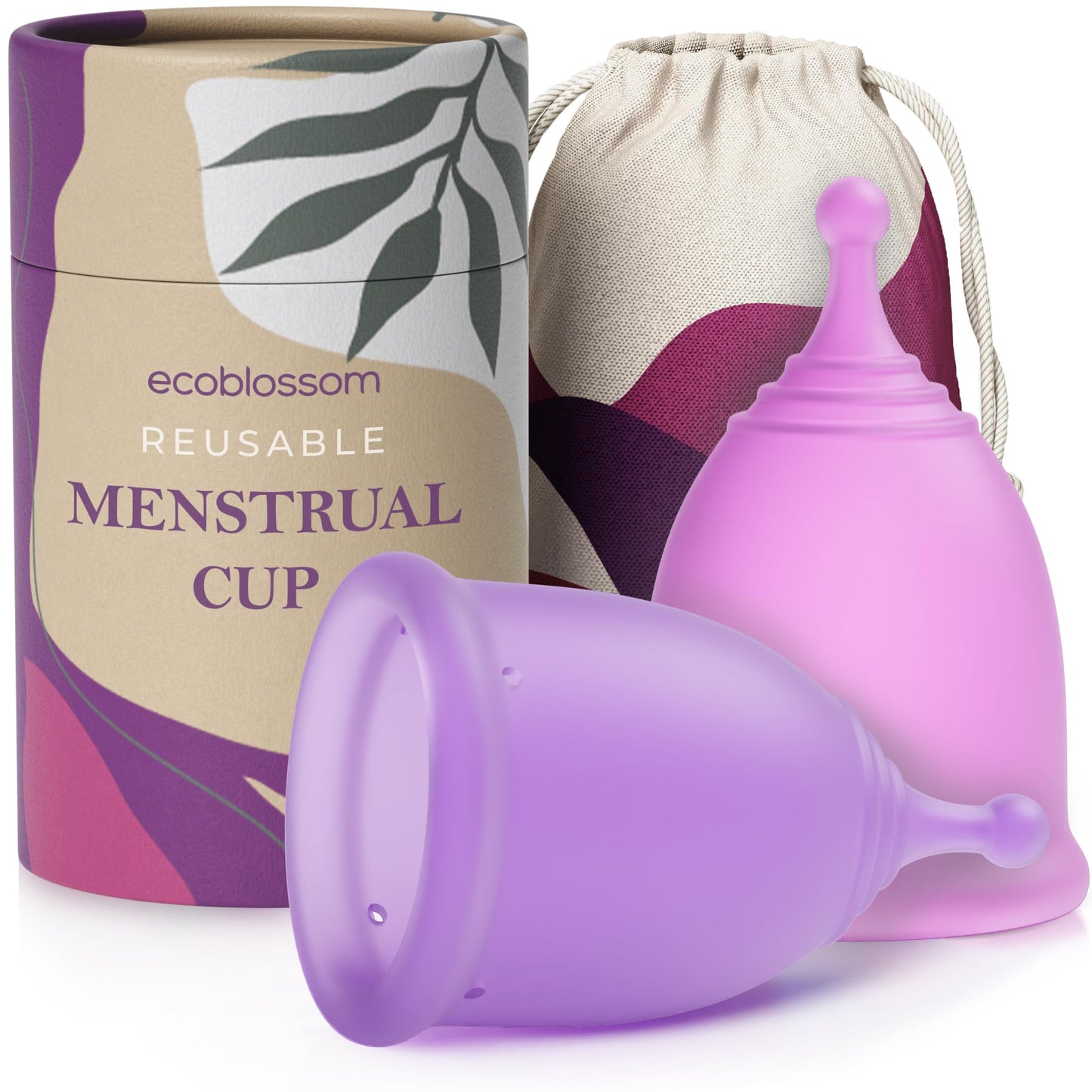 EcoBlossom Reusable Menstrual Cup Set | Medical-Grade Silicone, 2 Small Cups, 12-Hour Leak-Proof Comfort