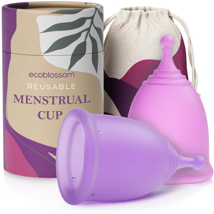 EcoBlossom Reusable Menstrual Cup Set | Medical-Grade Silicone, 2 Small Cups, 12-Hour Leak-Proof Comfort