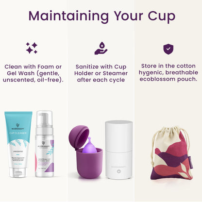 EcoBlossom Reusable Menstrual Cup Set | Medical-Grade Silicone, 2 Small Cups, 12-Hour Leak-Proof Comfort