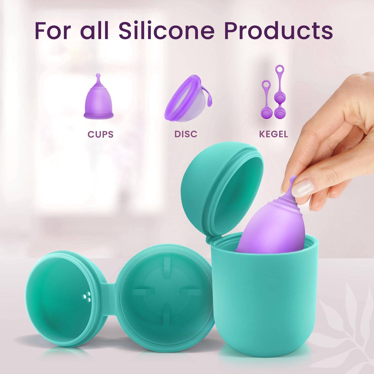 EcoBlossom Menstrual Cup Case & Sterilizer – Portable Silicone Holder (Cyan)