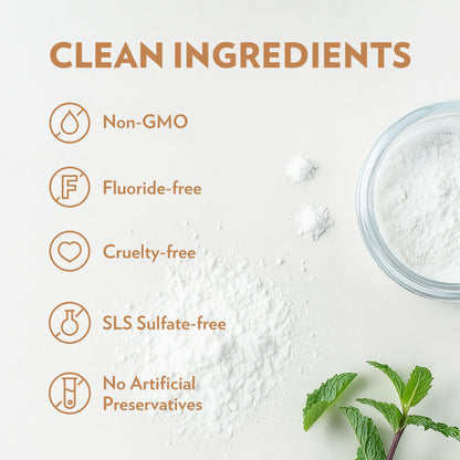 Ecofam Toothpaste Powder – Remineralizing with Hydroxyapatite & Xylitol | Fluoride Free – Vanilla Mint