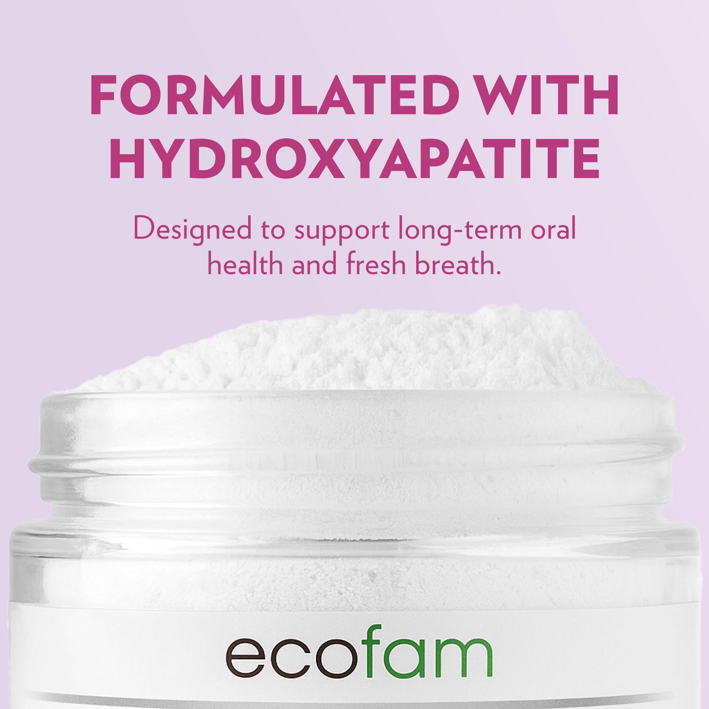 Ecofam Toothpaste Powder – Remineralizing with Hydroxyapatite & Xylitol, Fluoride Free, Bubble Gum