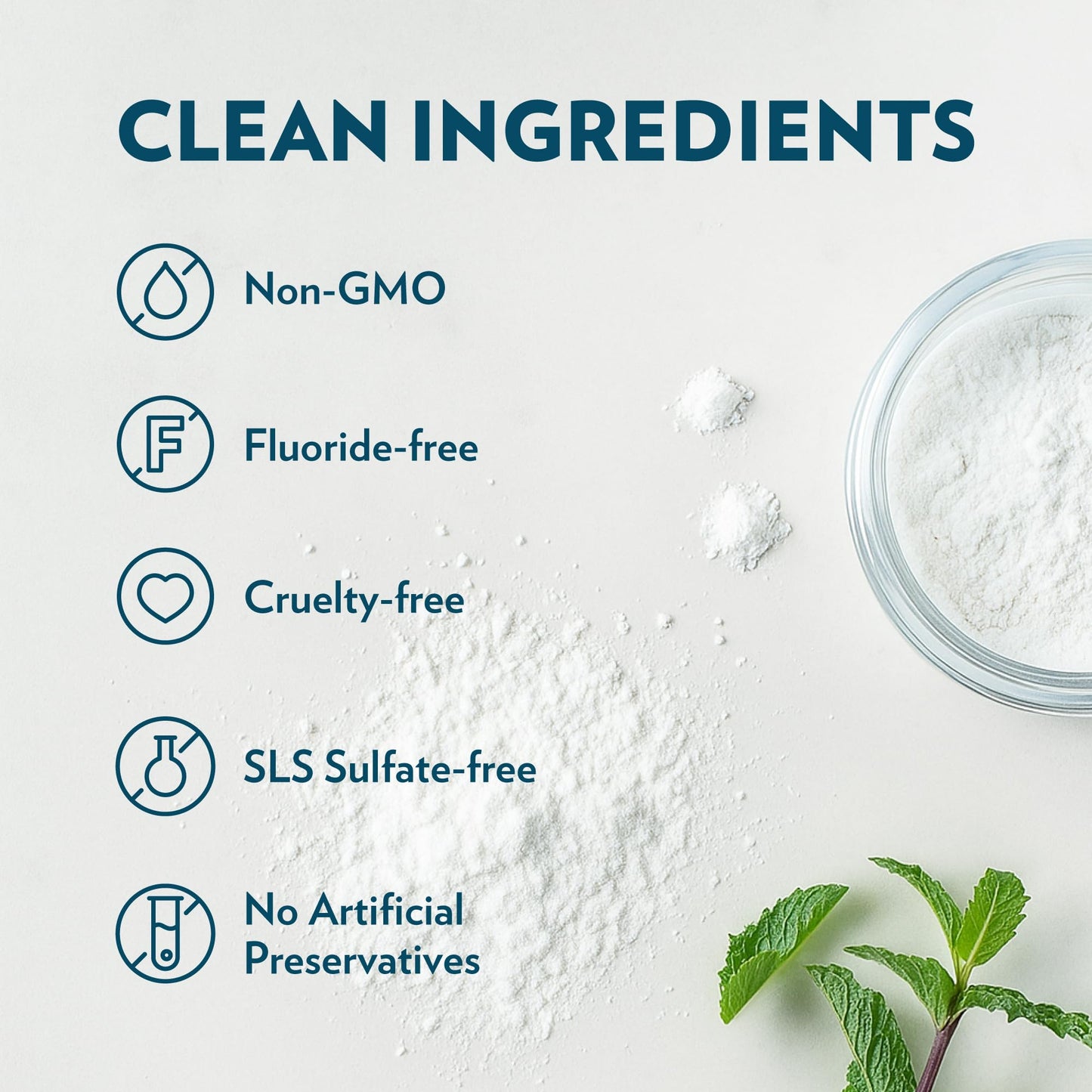 Ecofam Toothpaste Powder - Remineralizing Enamel Support, Hydroxyapatite & Xylitol, Fluoride Free, Peppermint