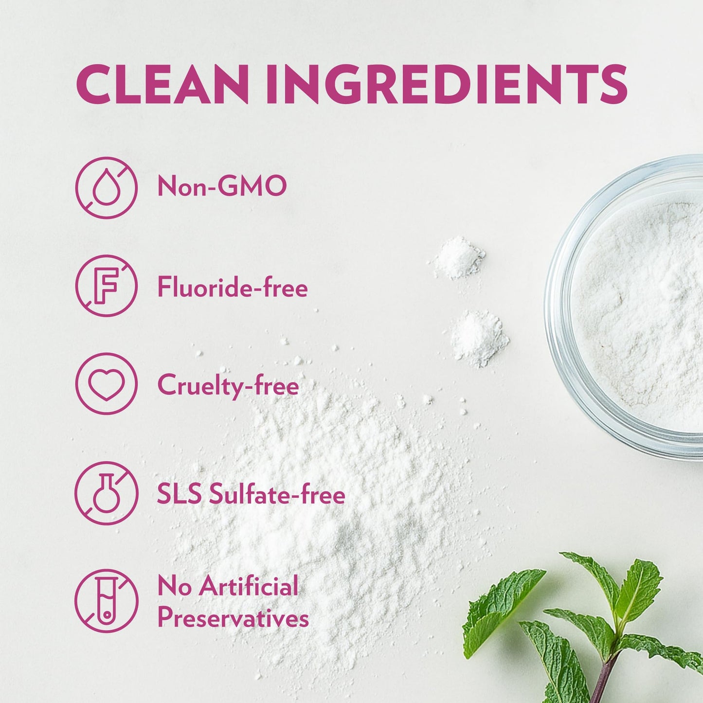 Ecofam Toothpaste Powder – Remineralizing with Hydroxyapatite & Xylitol, Fluoride Free, Bubble Gum